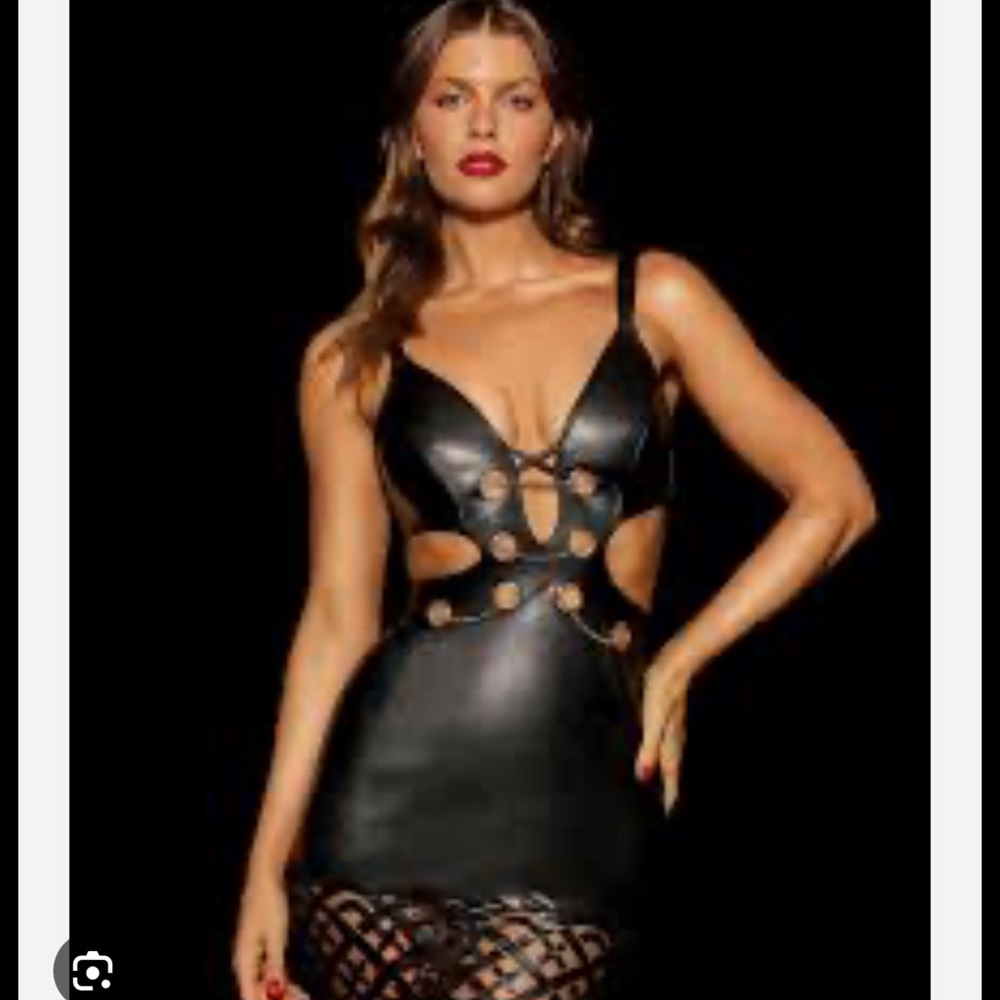 Honey Birdette NWT Claire Black Dress with Gold Accents